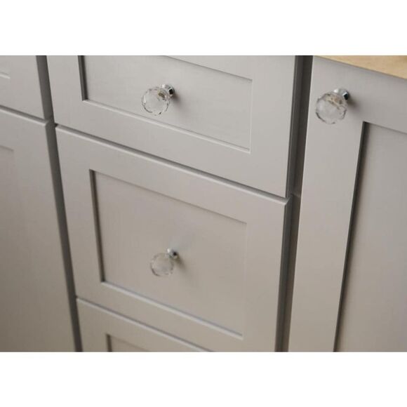 Acrylic Faceted Chrome & Clear Novelty Cabinet Knob 6 pack - Picture 1 of 5